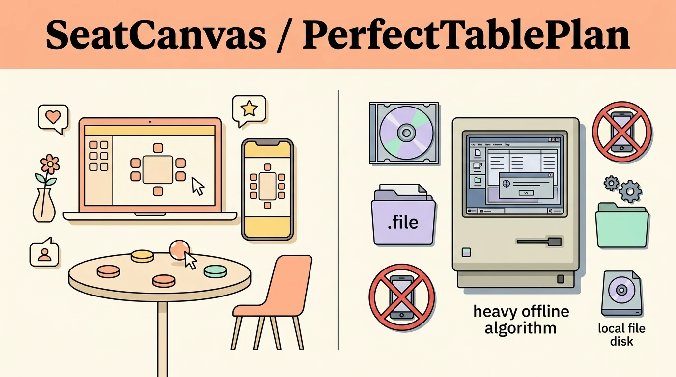 SeatCanvas vs PerfectTablePlan — visual comparison